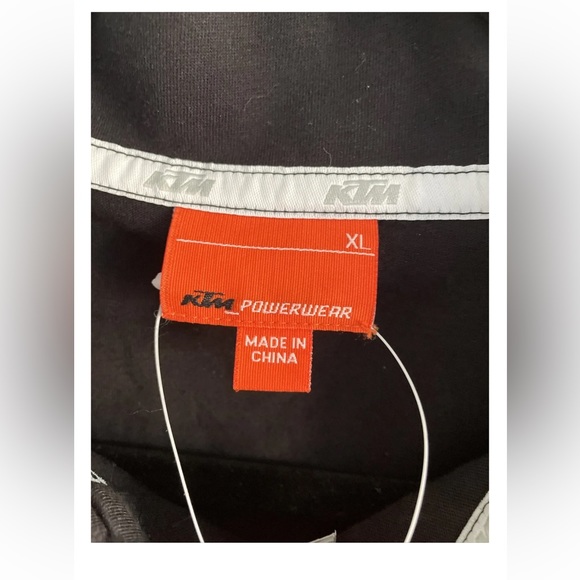 KTM Powerwear Short Sleeve Button Front Polo Shirt Unisex SZ XL Black Orange - Picture 4 of 5